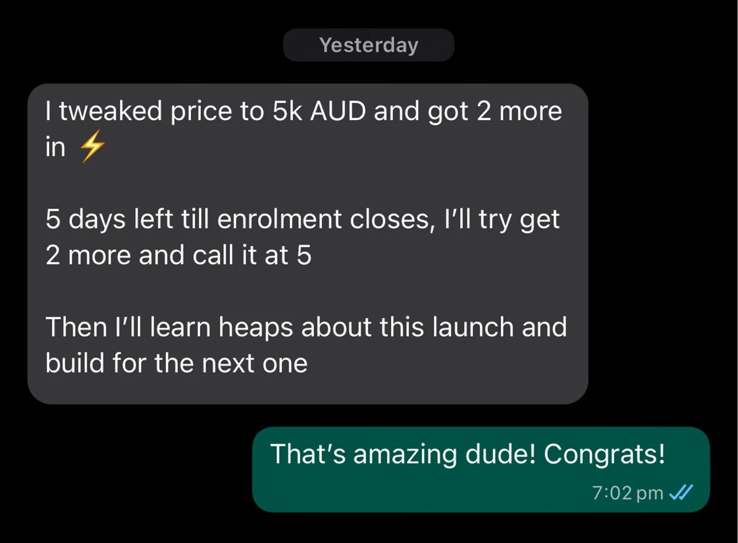 Time to Build student win